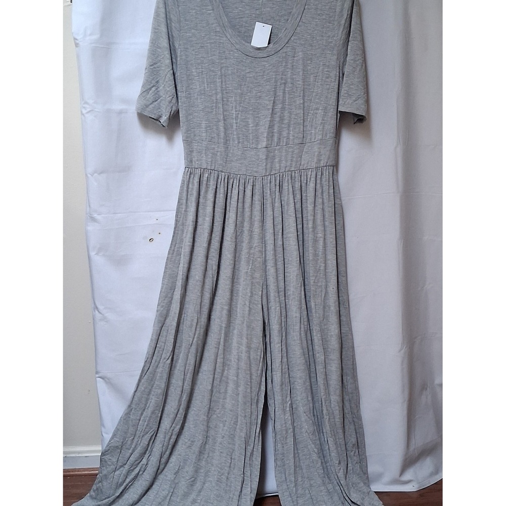 West Kei Heather Grey Short Sleeve Wide Leg Jumpsuit R2141 XL